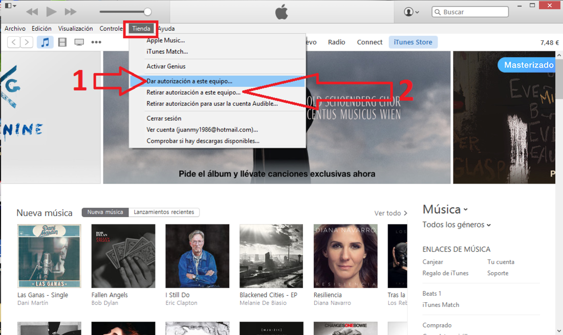 desautoriza equpos Windows o mac para el uso de tu ID de apple desde iTunes