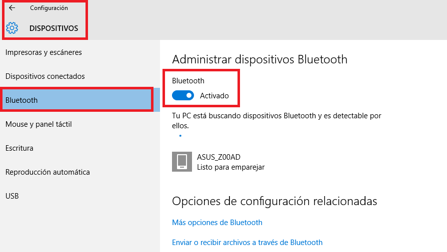 Como enviar archivos y fotos de Android a tu con Windows 10 Bluetooth.