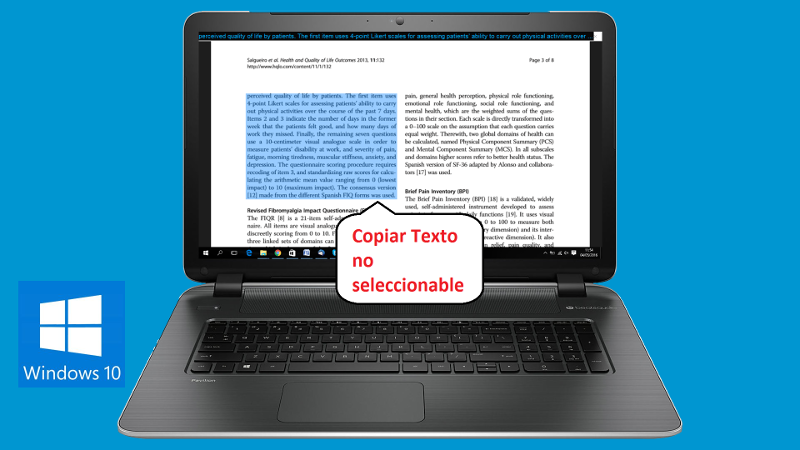 selecciona y copia texto de cualquier documento pdf, archivo, imagen o ventana del sistema operativo Windows 10