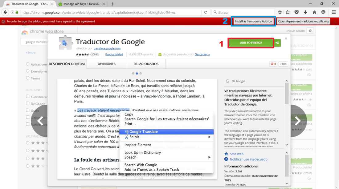 descargar e instalar complementos de Chrome en Firefox