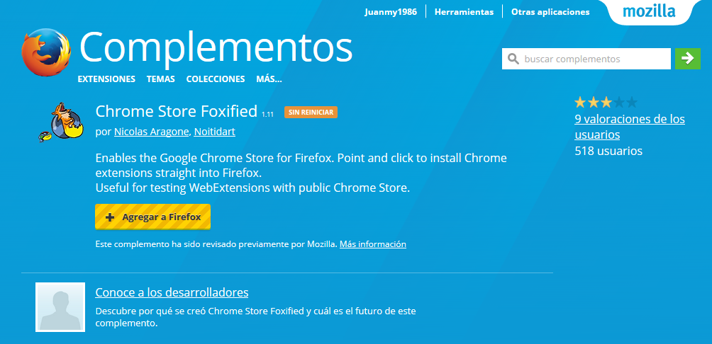 Usar las extensiones de Chrome en el navegador Web Mozilla Firefox