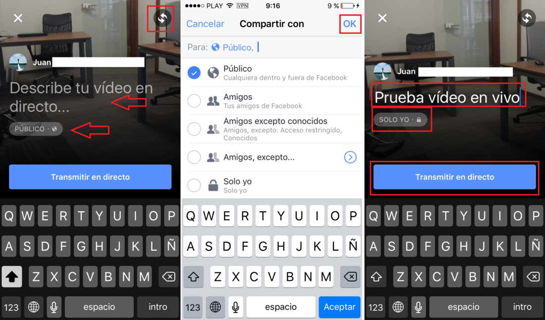 Video en directo desde la app de Facebook para iOS o Android