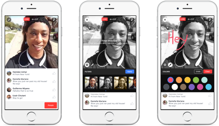 Filtros y personalización de los videos en directo de Facebook