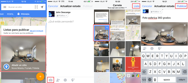Publicar foto de 360º en facebook tomada en Android o iOS con Google Street View