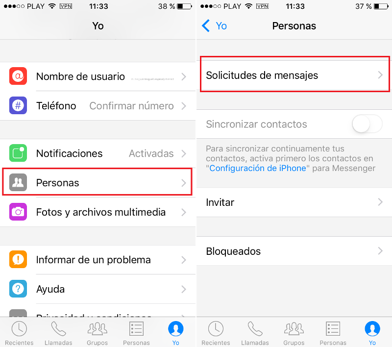 Visualizar los mensajes ocultos de messenger Facebook