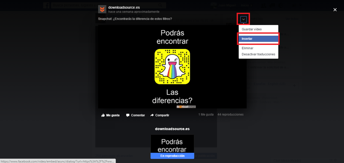 embed videos de Facebook en tu web oblog