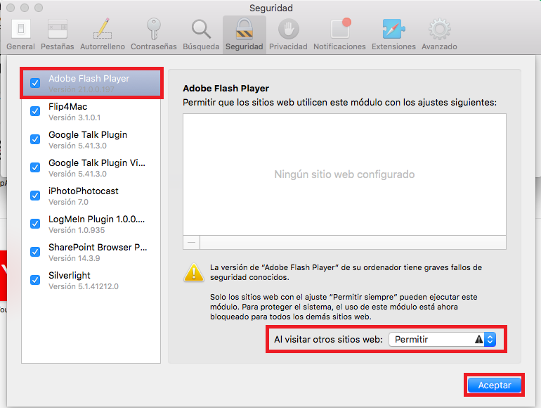 Multimedia Flash en Mac OS x desde tu navegador Safari