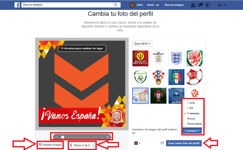 Personaliza la foto de perfil de Facebook para apoyar la eurocopa