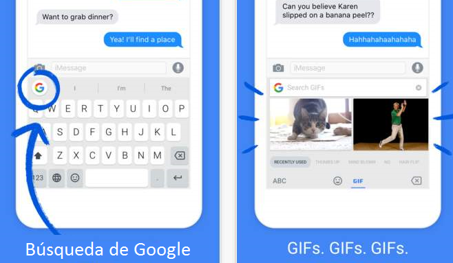 Gboar, el teclado de google para iOS que te permite realizar busquedas de Google desde el teclado de tu dispositivo iOS.