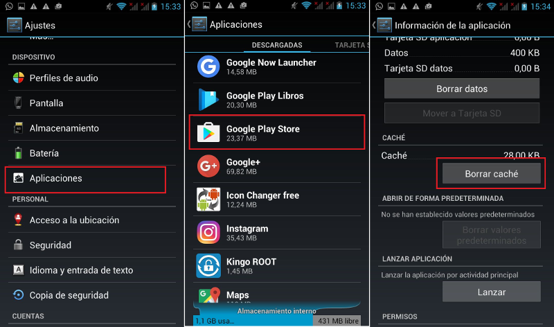 Borrar la cache de Google Play en tu dispositivo Android