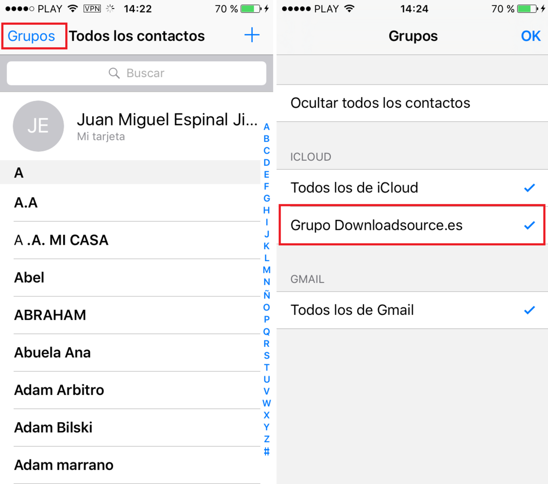 Filtrar contactos por grupos en tu iPhone