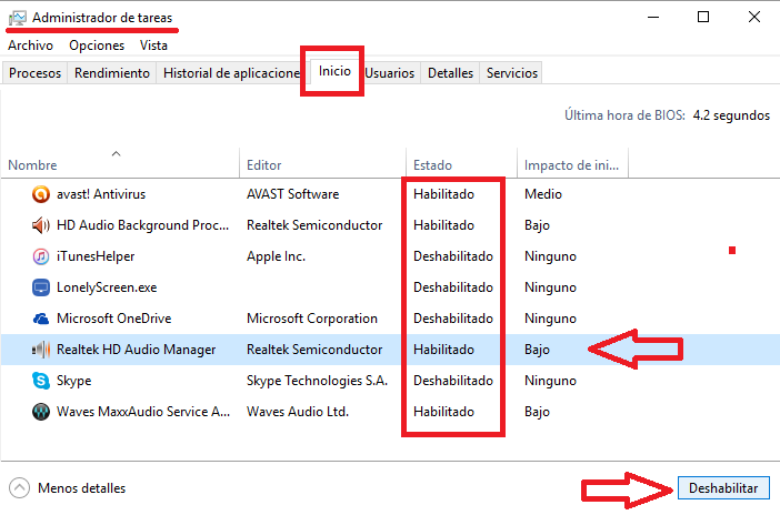 Deshabilitar el inicio de programas durante el arranque de Windows 10