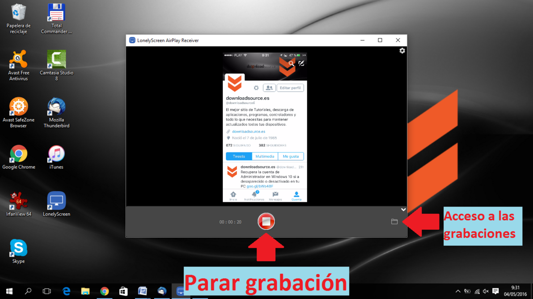 grabar en video lo que ocurre en la pantalla de tu iPhone desde un ordenador con windows