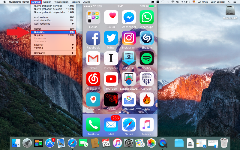 grabar la pantalla de tu dispositivos iOS desde tu Mac con OS X