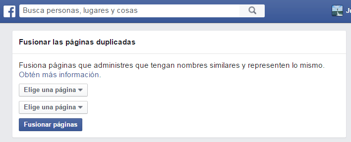 Fusionar páginas en facebook cuando estas son similares