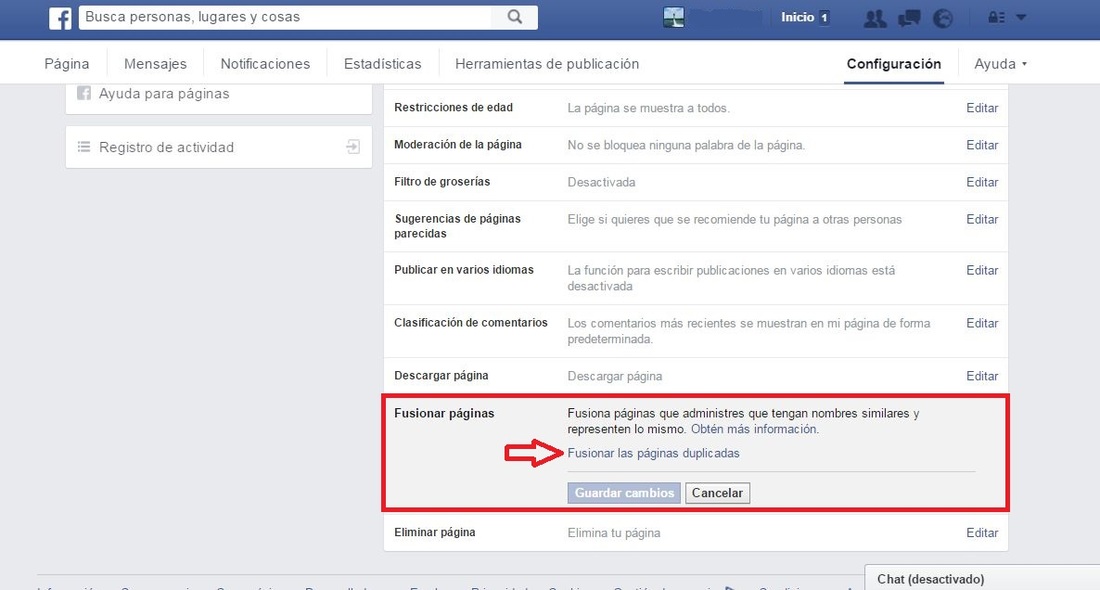 fusionar 2 páginas de Facebook que gestiones o seas propietario