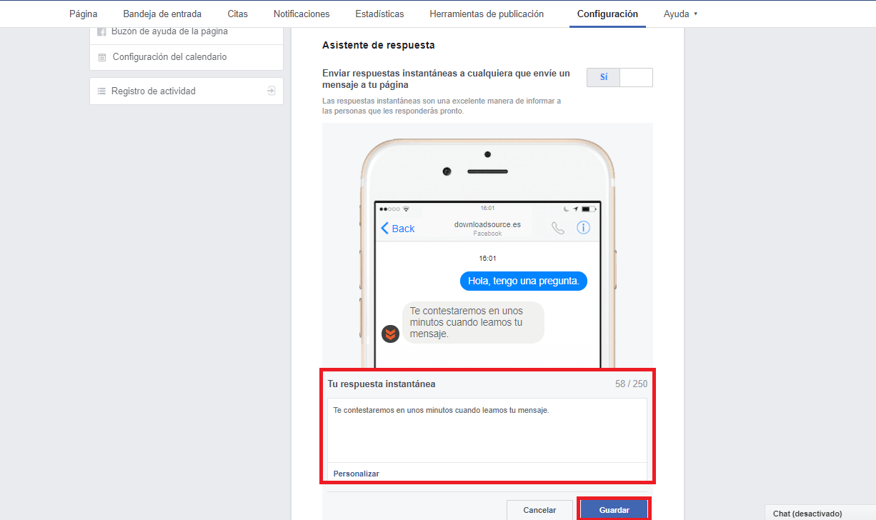 conoce como configurar la respuesta automática de mensajes en Facebook