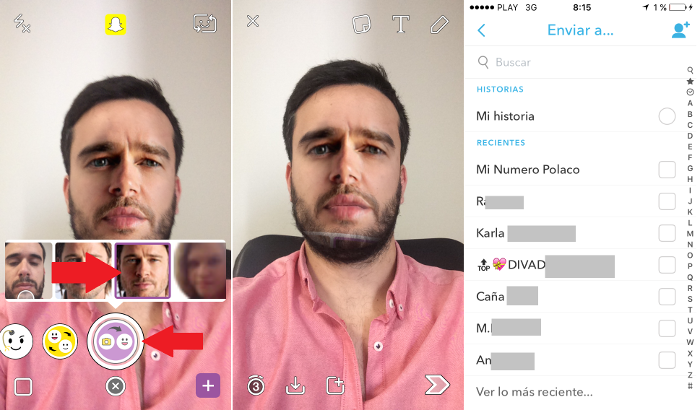 Intercambiar tu cara con la de una foto de tu galeria con Snapchat