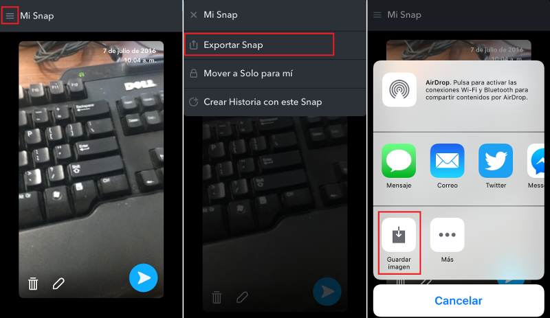 guardar los videos y fotos de snapchat en la memoria de tu telefono android o ios 