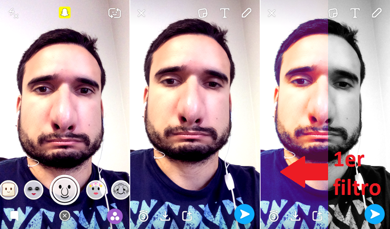 usar varios filtros en las fotos o videos de Snapchat