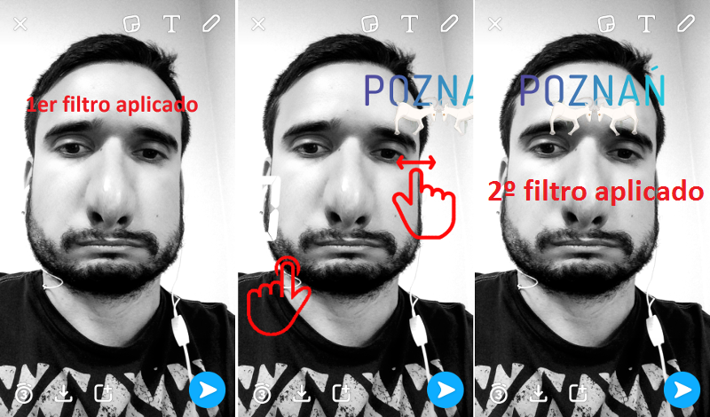 poner 2 filtros en los videos y fotos de Snapchat