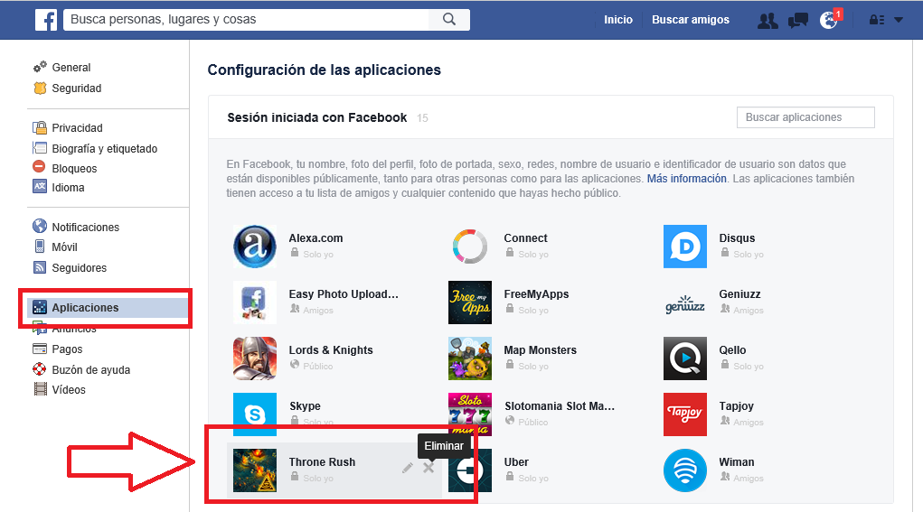 desvincular la cuenta de Facebook del juego Throne Rush