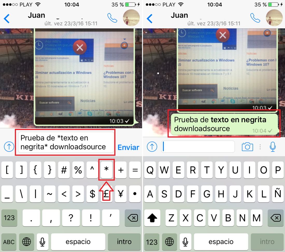 Como escribir y enviar texto en negritas en el chat de whatsapp