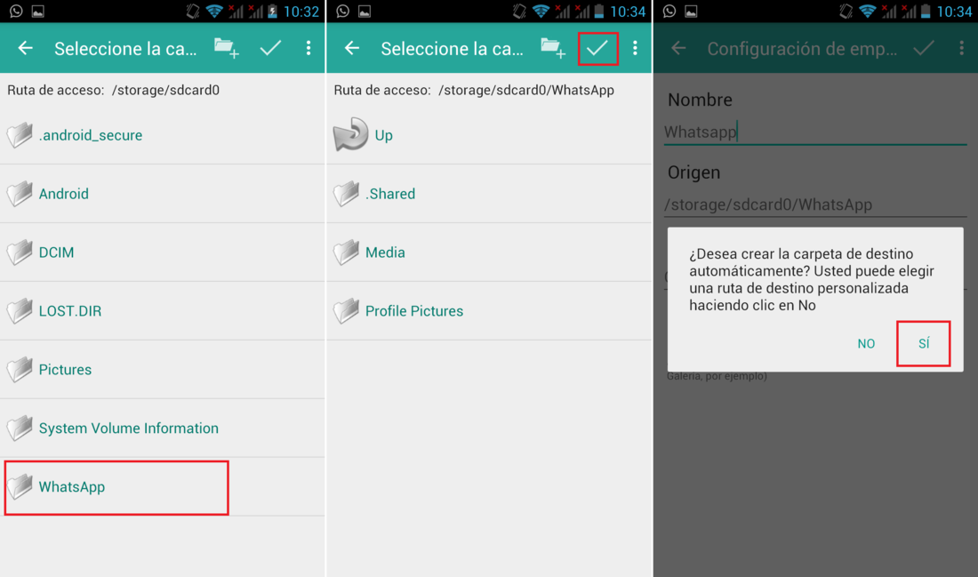Guardar los archivos de Whatsapp automaticamnte en la tarjeta de memoria SD