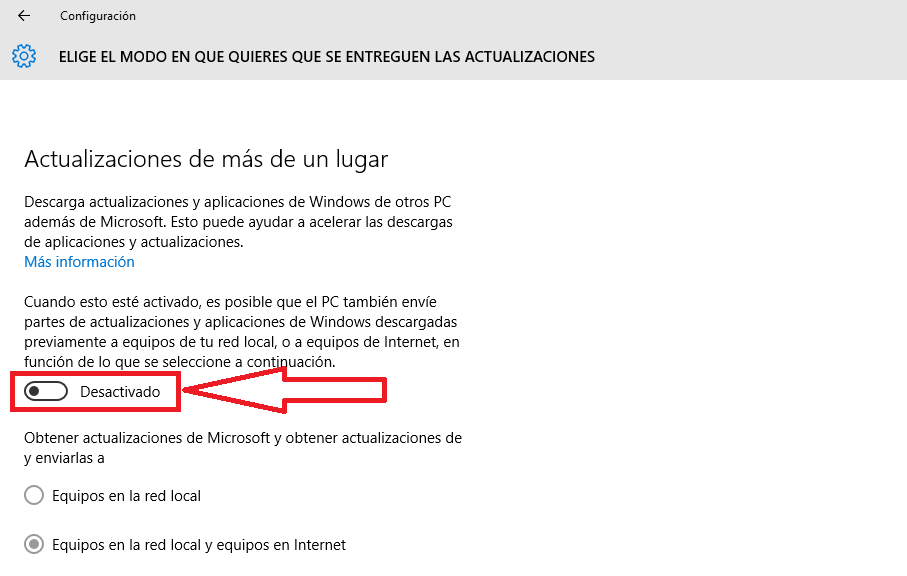 Evita que microsoft use tu conexion a internet para actualizar ordenadores con Windows 10 de otros usuairos