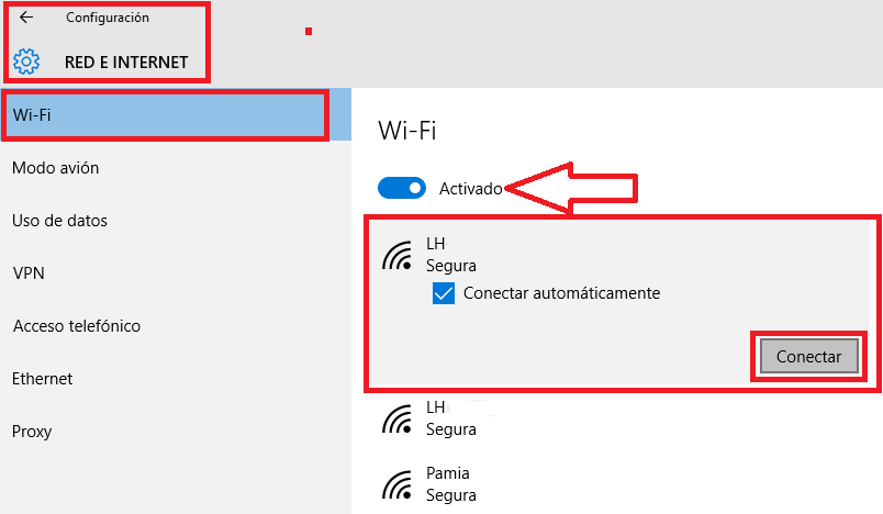 Apagar modo avion para tener conexión Wifi en Windows 10