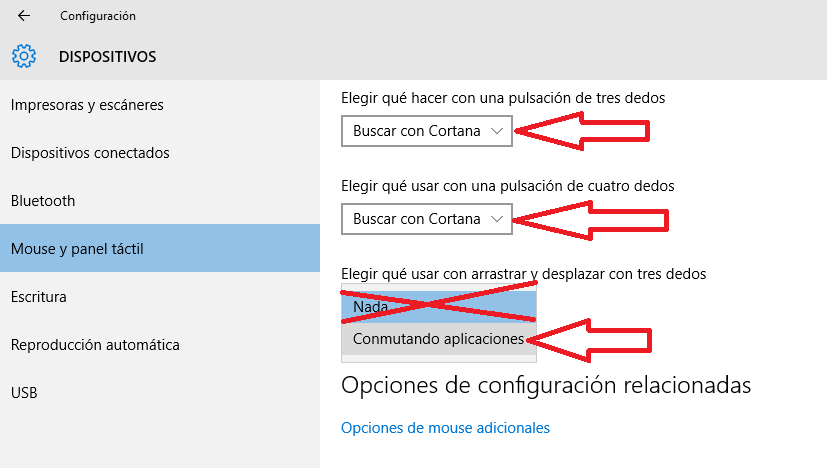 habilitar los gestos en Windows 10 tras actualizar