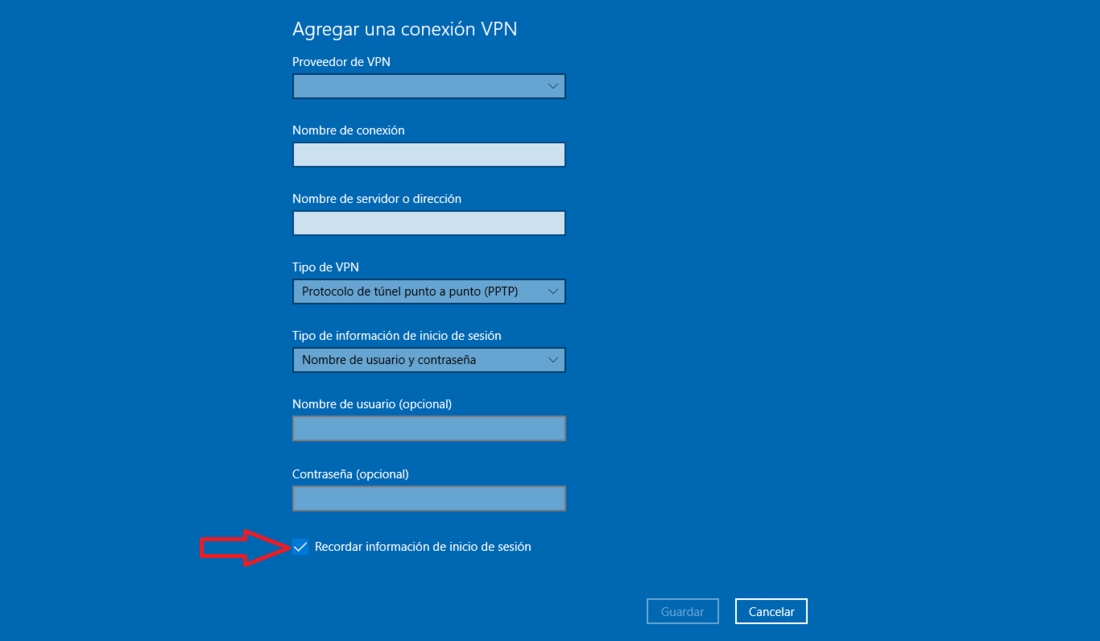 configurar y activar un servicio VPN en windows 10