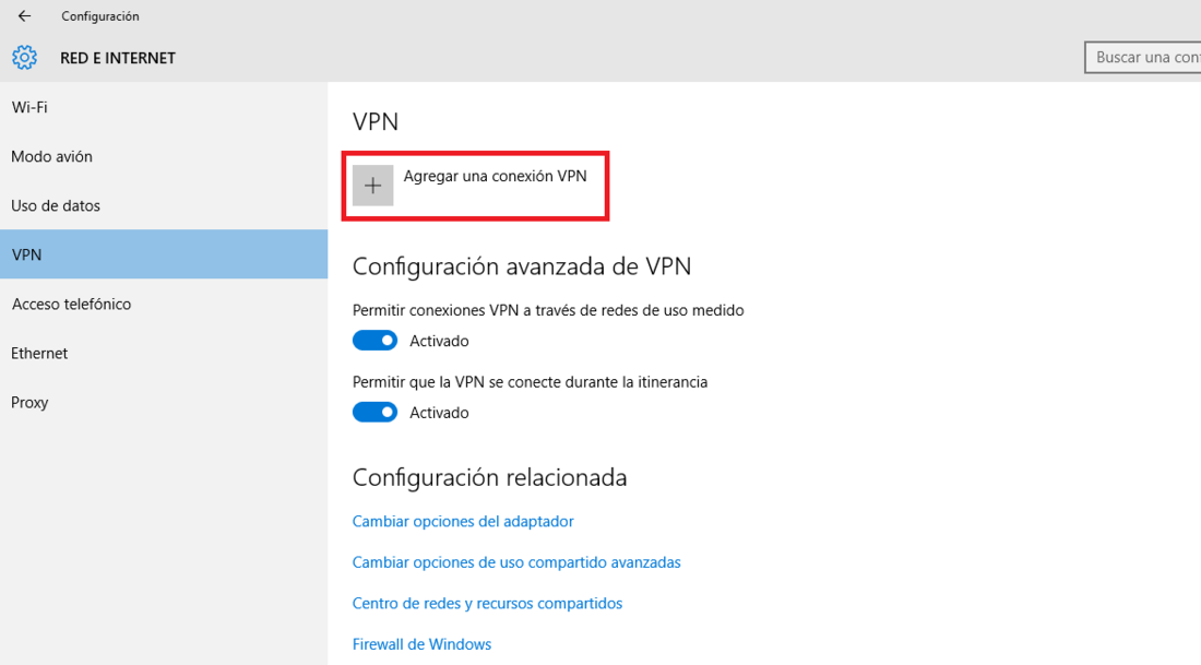 instalar y ajustar un servicio VPN en windows 10