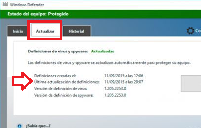 Windows defender actualizacion manual para Windows 10