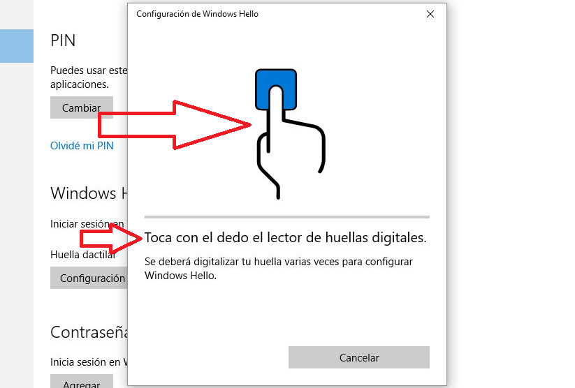 Añadir huella dactilar a Windows 10 para iniciar sesión con Windows Hello