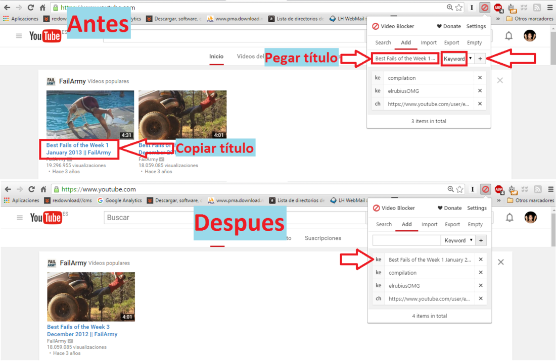 como bloquear un video concreto y específico de Youtube