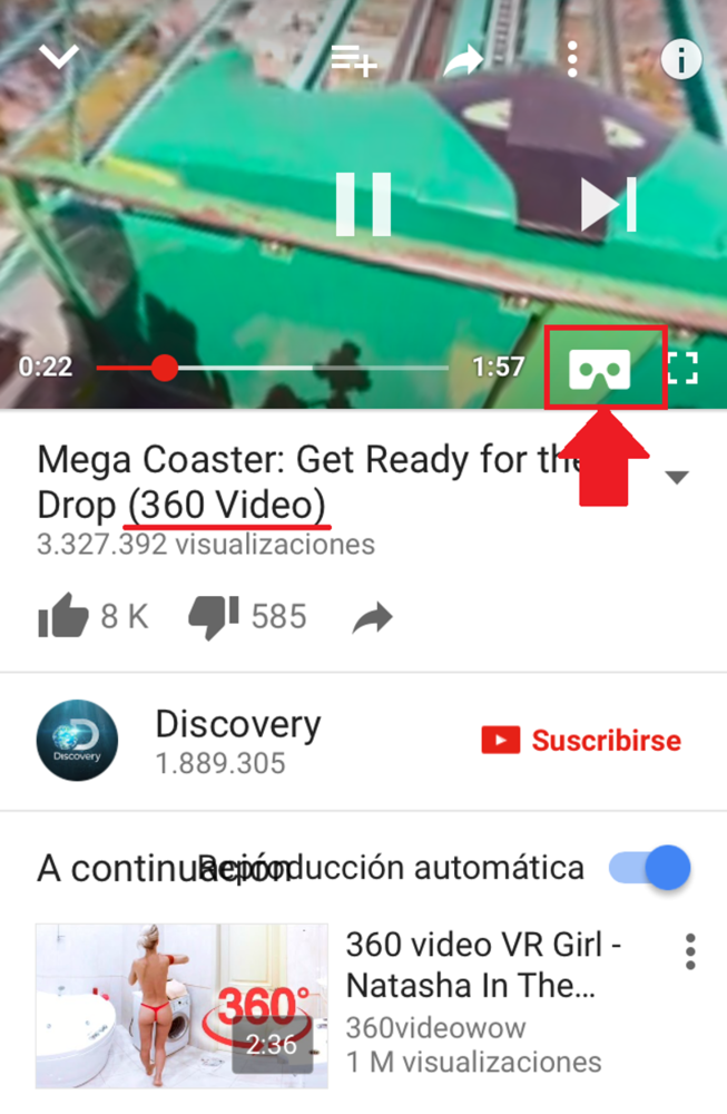 ver videos de Youtube en realidad virtual desde iPhone o Android