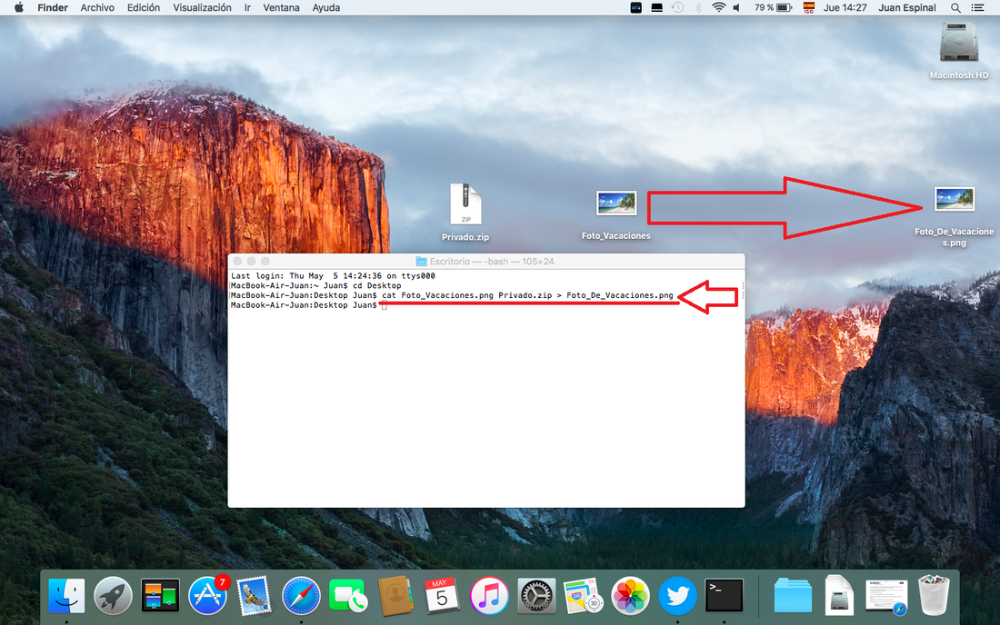 Ocultar archivos sensibles o privados para hacerlos pasar por archivos de imagen en Mac