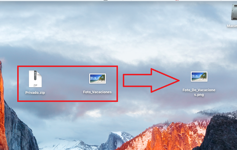 Camufla un archivo privado en un archivos de imagen en Mac