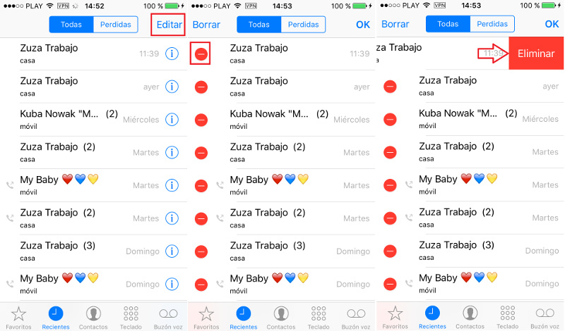 eliminar el registro de llamadas recibidas o realizadas desde tu iPhone