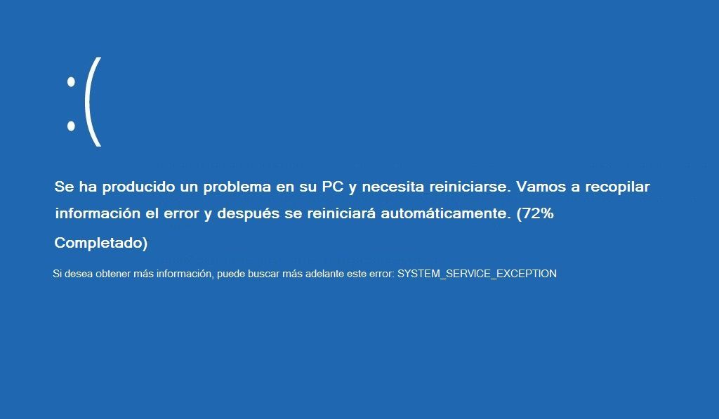 arreglar el error SYSTEM_SERVICE_EXCEPTION de la pantalla azul de la muerte con la cara triste