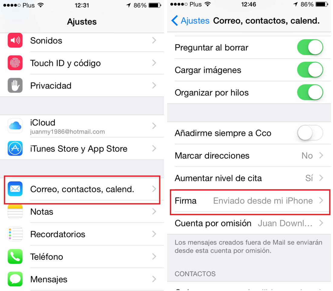 Personalizar las firmas de correo electronico desde la app Mail en iPhone y iPad