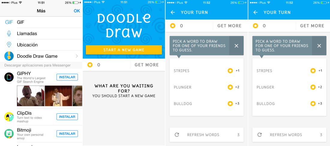 como jugar a doodle draw desde tu app Messenger de Facebook