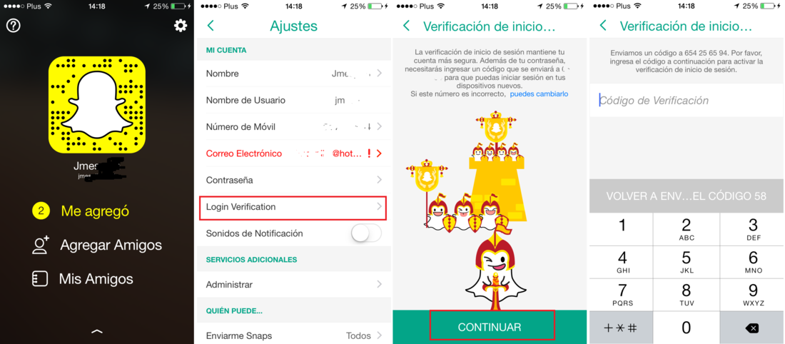 Como mejorar la seguridad de SnapChat con la verificación login 