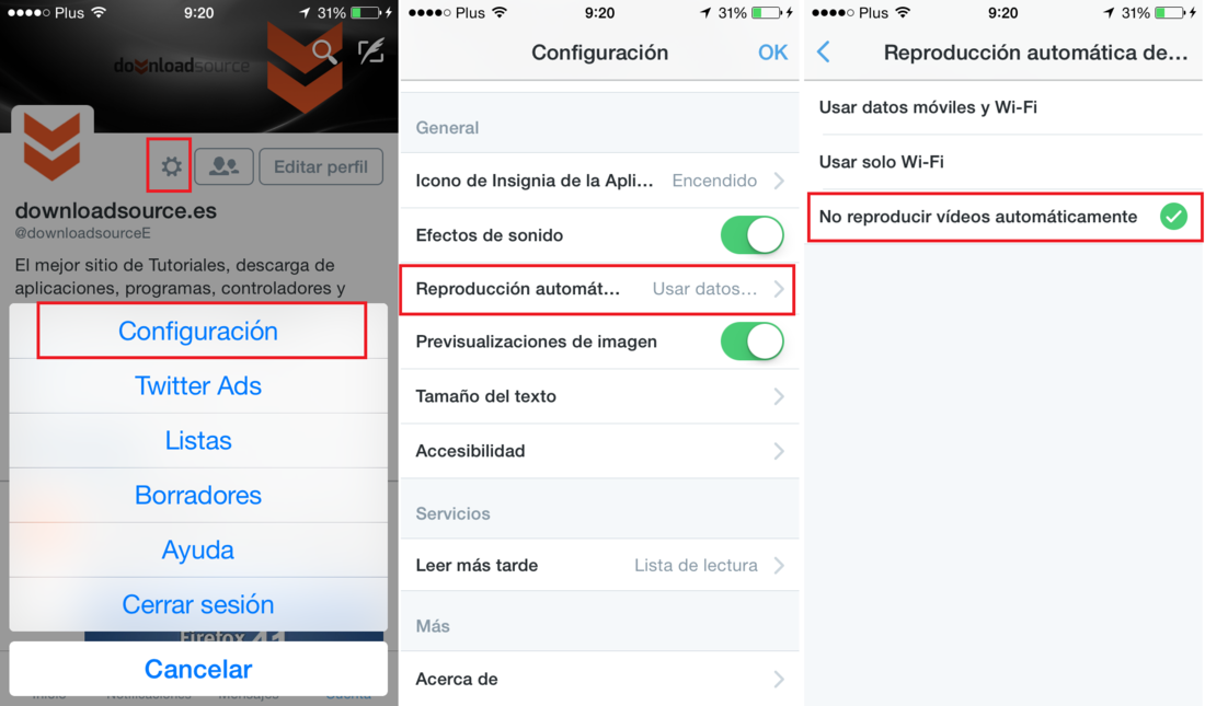 Como eliminar la auto reproducción de Twitter 