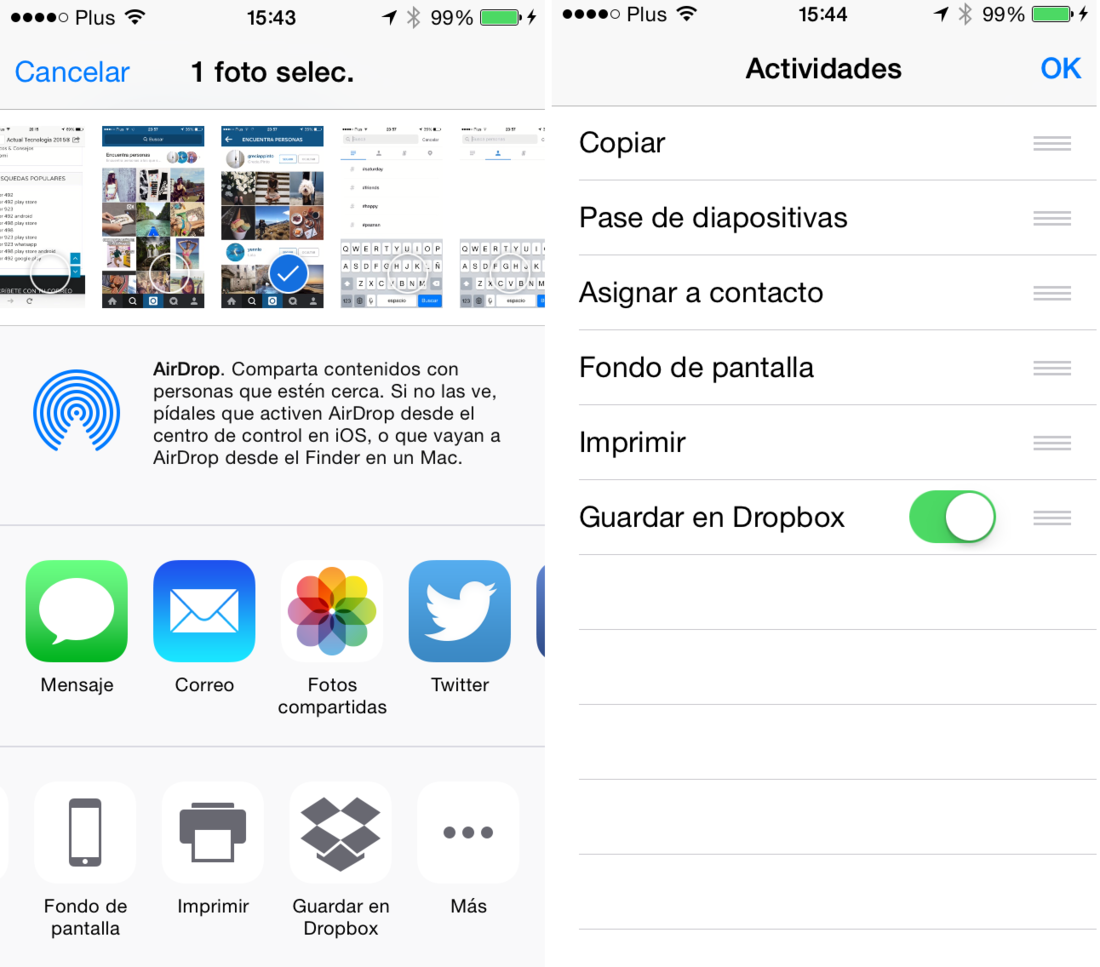 Como personalizar el menú compartir de iOS 8 en iPhone o iPad