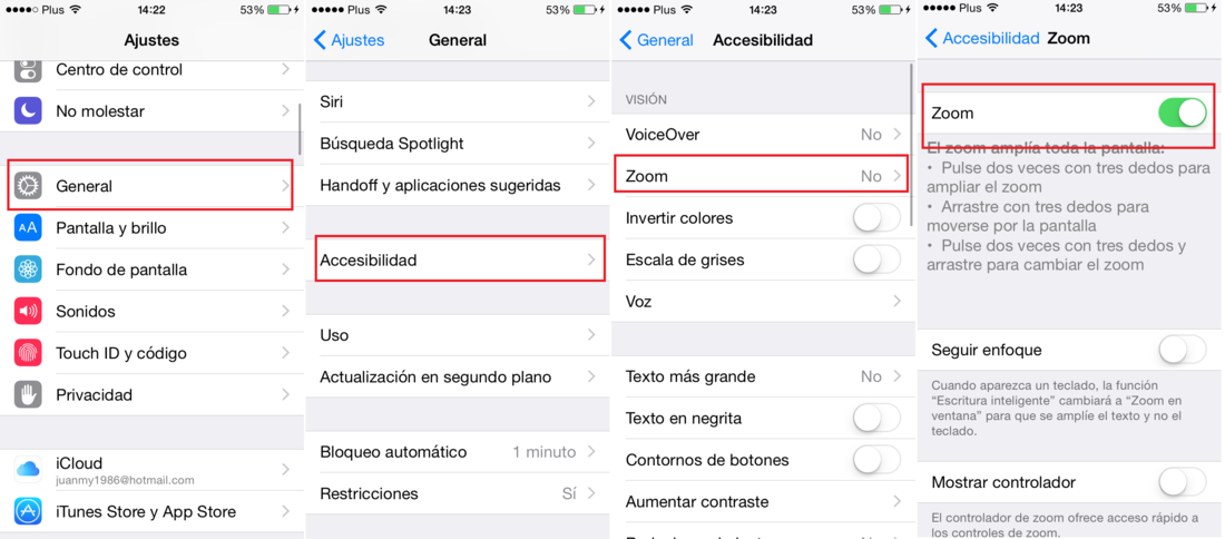 como configurar zoom en las fotos de Instagram en iOS