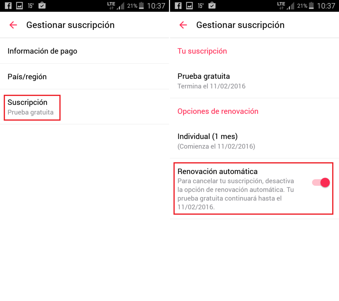 Evita el cobra de la suscripción de Apple Music para Android con la renovación automatica