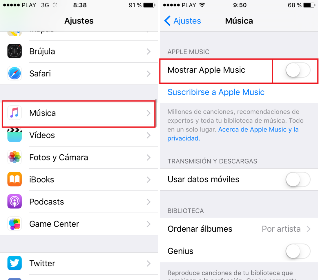 Desactivar pantalla de suscripción a Apple Music cuando abra musica