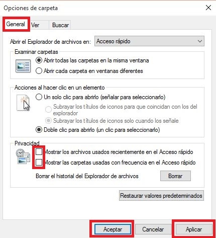 Evitar que el explorador de Windows muestre los archivos recientes